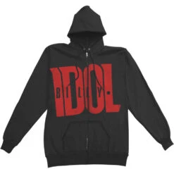 Idolize Yourself A.A. Zippered Hooded Sweatshirt(Billy Idol Idolize Yourself A A Zippered Hooded Sweatshirt 108734)