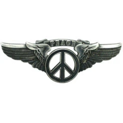 Peace Sign Wing Rockingwings Black Large Pewter Pin Badge(Grateful Dead Peace Sign Wing Rockingwings Black Large Pewter Pin Badge 249083)