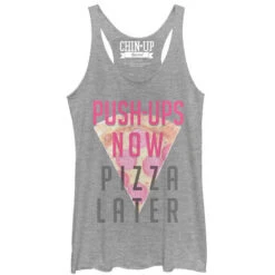 Pizza - Heather - Racerback Womens Tank(Chin Up Pizza Heather Racerback Womens Tank 326654)