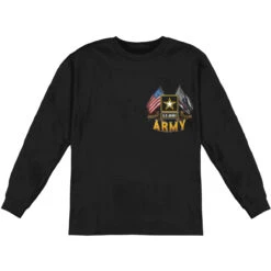 Army Double Flag US Army Black Long Sleeve(Novelty Army Double Flag Us Army Black Long Sleeve 327878)