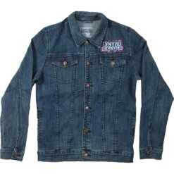 Biker Patch Denim Jacket Denim Jacket(Lynyrd Skynyrd Biker Patch Denim Jacket Denim Jacket 333584)