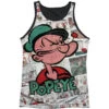 Comic Strip Black Back Mens Tank(Popeye Comic Strip Black Back Mens Tank 348267)
