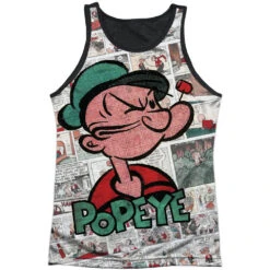 Comic Strip Black Back Mens Tank(Popeye Comic Strip Black Back Mens Tank 348267)