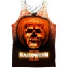 Pumpkin Skull 100% Poly Mens Tank(Halloween Pumpkin Skull 100 Poly Mens Tank 352281) 2 Pumpkin Skull 100% Poly Mens Tank(Halloween Pumpkin Skull 100 Poly Mens Tank 352281) -ROCABILIA CLOTHING SALE 352281F