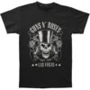 Top Hat, Skull, & Pistols Slim Fit T-shirt(Guns N Roses Top Hat Skull Pistols Slim Fit T Shirt 373456)