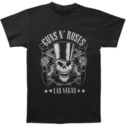 Top Hat, Skull, & Pistols Slim Fit T-shirt(Guns N Roses Top Hat Skull Pistols Slim Fit T Shirt 373456)