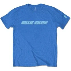 Blue Racer Logo (Sleeve Print) Slim Fit T-shirt(Billie Eilish Blue Racer Logo Sleeve Print Slim Fit T Shirt 416877)