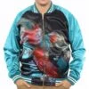 Biggie Smalls Bomber Jacket Turquoise (Back Print) Jacket(Notorious B I G Biggie Smalls Bomber Jacket Turquoise Back Print Jacket 418619) -ROCABILIA CLOTHING SALE 418619F