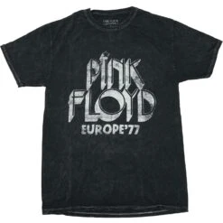 Distressed Screen Print On Black Mineral Wash Tie Dye T-shirt(Pink Floyd Distressed Screen Print On Black Mineral Wash Tie Dye T Shirt 422873)