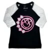 Six Arrow Smile Face Logo Ladies Raglan Tee Junior Top(Blink 182 Six Arrow Smile Face Logo Ladies Raglan Tee Junior Top 425286) -ROCABILIA CLOTHING SALE 425286F