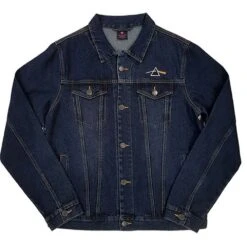 Dark Side Of The Moon Oval (Back Print) Denim Jacket(Pink Floyd Dark Side Of The Moon Oval Back Print Denim Jacket 425424)