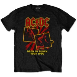 AC/DC Back In Black Tour 1980 Slim Fit T-shirt(Ac Dc Back In Black Tour 1980 Slim Fit T Shirt 428754)