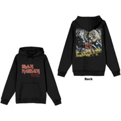 Number Of The Beast Vintage Logo Faded Edge Album (Back Print) Hooded Sweatshirt(Iron Maiden Number Of The Beast Vintage Logo Faded Edge Album Back Print Hooded Sweatshirt 431538)