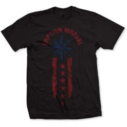 Captain Marvel Star Stripe T-shirt(Marvel Comics Captain Marvel Star Stripe T Shirt 435320)
