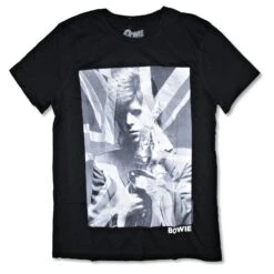 Black And White Flag Saxophone Portrait T-shirt(David Bowie Black And White Flag Saxophone Portrait T Shirt 437012)
