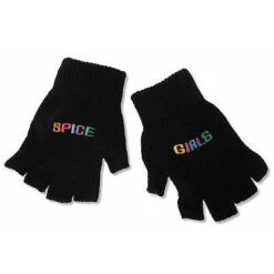 Embroidered Black Knit Fingerless Gloves Knit Gloves(Spice Girls Embroidered Black Knit Fingerless Gloves Knit Gloves 437859)