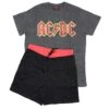 AC/DC Vintage Distressed Logo Tee & Shorts Set Sleepwear(Ac Dc Vintage Distressed Logo Tee Shorts Set Sleepwear 440793) -ROCABILIA CLOTHING SALE 440793F