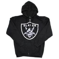Raiders Logo Zippered Hooded Sweatshirt(Slayer Raiders Logo Zippered Hooded Sweatshirt 440796)