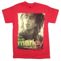 Vintage Photo On Maroon Tee T-shirt(Bob Marley Vintage Photo On Maroon Tee T Shirt 440866)