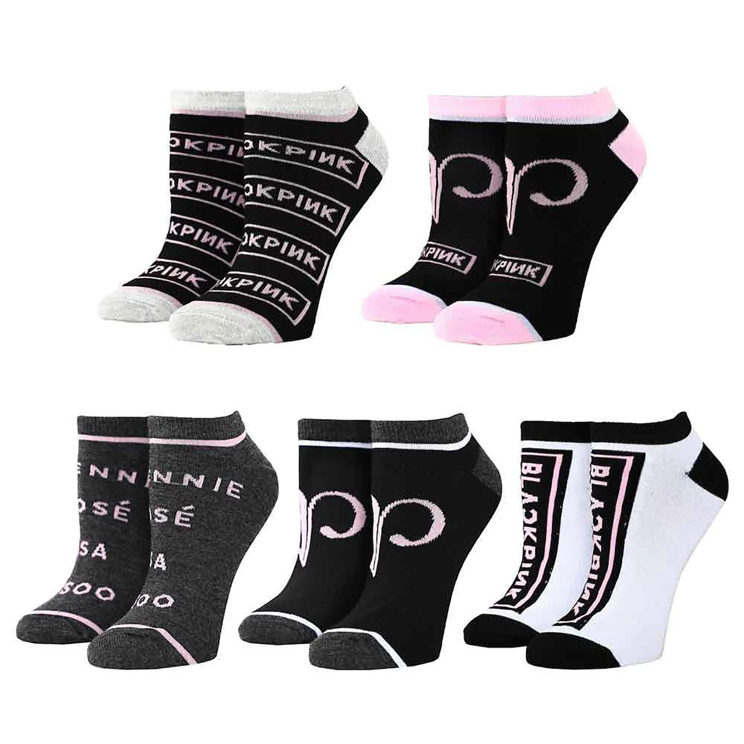 Mixed Logo 5 Pair Ankle Socks Socks(Blackpink Mixed Logo 5 Pair Ankle Socks Socks 441232) 3 Mixed Logo 5 Pair Ankle Socks Socks(Blackpink Mixed Logo 5 Pair Ankle Socks Socks 441232)