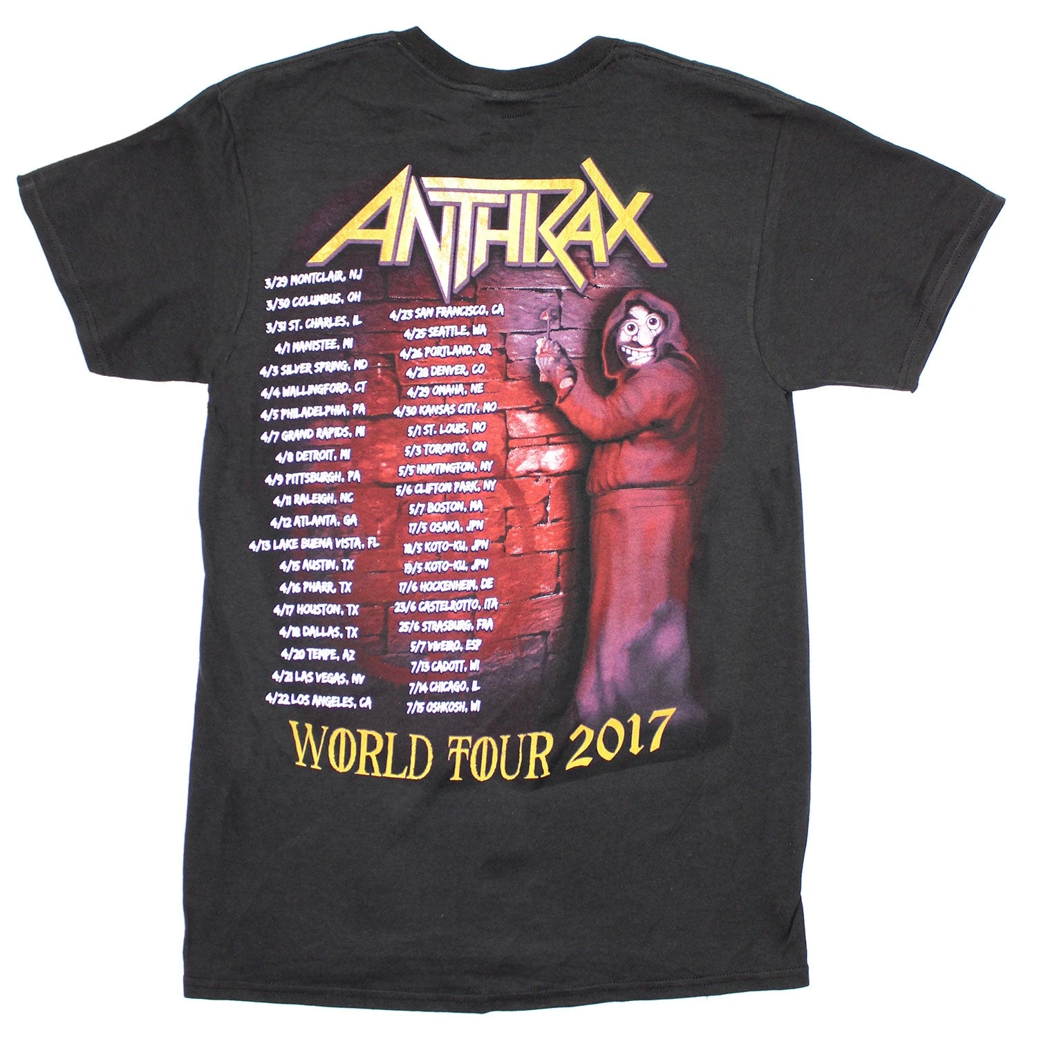Bloody Wings 2017 Tee (Montclair, NJ - Oshkosh, WI) T-shirt(Anthrax Bloody Wings 2017 Tee Montclair Nj Oshkosh Wi T Shirt 443873) 4 Bloody Wings 2017 Tee (Montclair, NJ - Oshkosh, WI) T-shirt(Anthrax Bloody Wings 2017 Tee Montclair Nj Oshkosh Wi T Shirt 443873) - Image 2