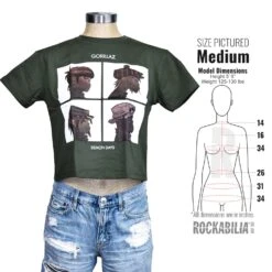 Demon Days Ladies Crop Top Junior Top(Gorillaz Demon Days Ladies Crop Top Junior Top 444951) 7 Demon Days Ladies Crop Top Junior Top(Gorillaz Demon Days Ladies Crop Top Junior Top 444951) -ROCABILIA CLOTHING SALE 444951S