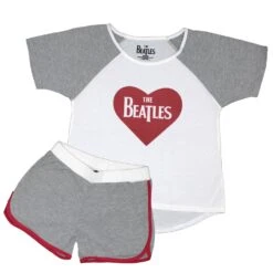 Girl's Heart Logo Tee & Shorts Set Sleepwear(Beatles Girl S Heart Logo Tee Shorts Set Sleepwear 445692)