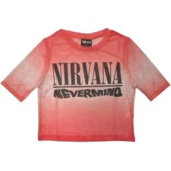 Nevermind Wavy Logo Ladies Mesh Crop Top Junior Top(Nirvana Nevermind Wavy Logo Ladies Mesh Crop Top Junior Top 449718)