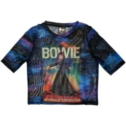 Moonage 11 Fade Ladies Mesh Crop Top Junior Top(David Bowie Moonage 11 Fade Ladies Mesh Crop Top Junior Top 449723)