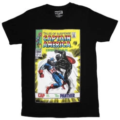 Cap Vs The Panther Comic Cover T-shirt(Marvel Comics Cap Vs The Panther Comic Cover T Shirt 456278)