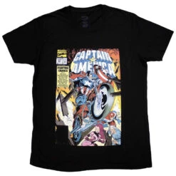 Captain America Wheel Comic Cover T-shirt(Marvel Comics Captain America Wheel Comic Cover T Shirt 456294)