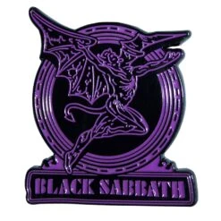 Purple Text Logo & Daemon Pewter Pin Badge(Black Sabbath Purple Text Logo Daemon Pewter Pin Badge 457336)